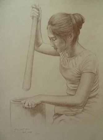 Faizal - Bugis Sulawesi Lady
 47 x 37.5 cm
 pencil drawing on paper, SOLD